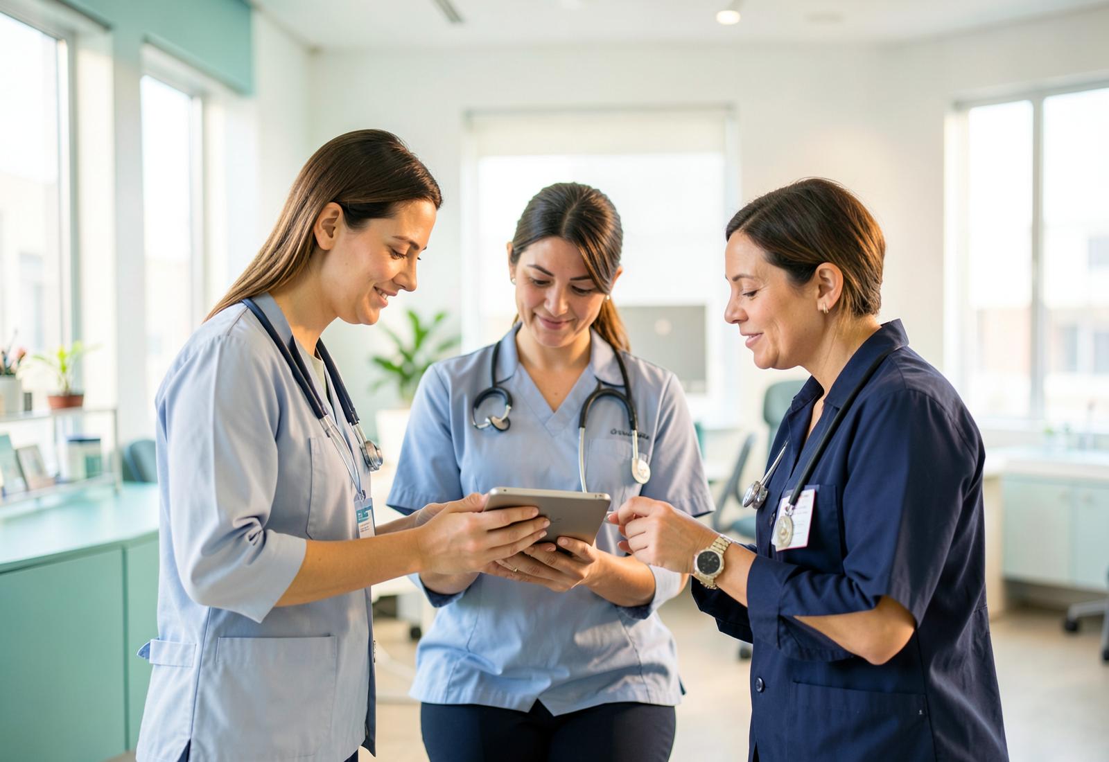 Healthcare team collaborating in a modern clinic
